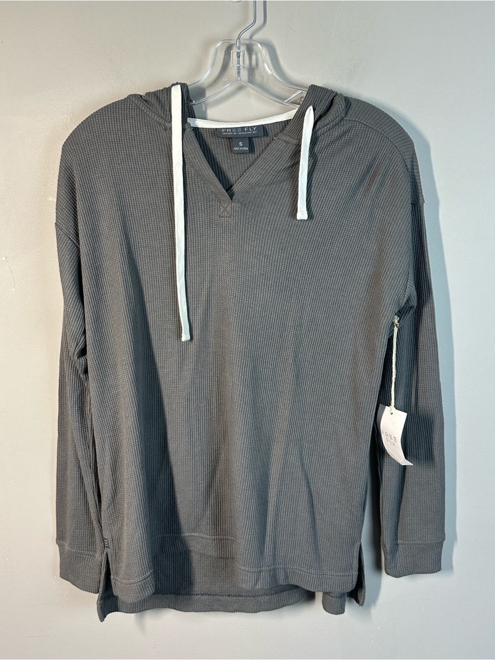 NWT Free Fly Grey Bamboo Waffle Hoodie Size S Athleisure Gorpcore Athletic